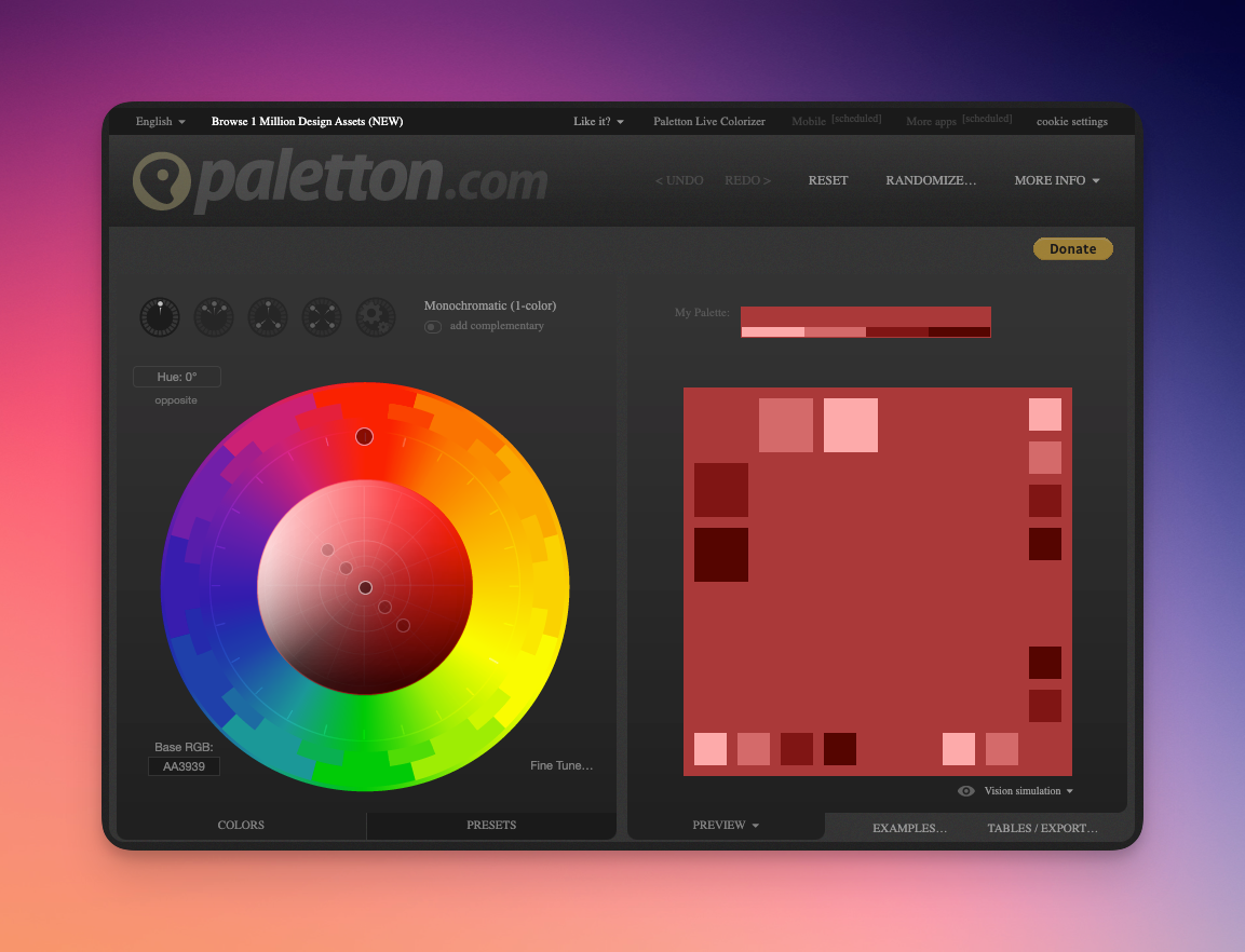 Remote.tools shows Paletton color wheel tool that can help you with creating Instagram color palette for your Instagram feed