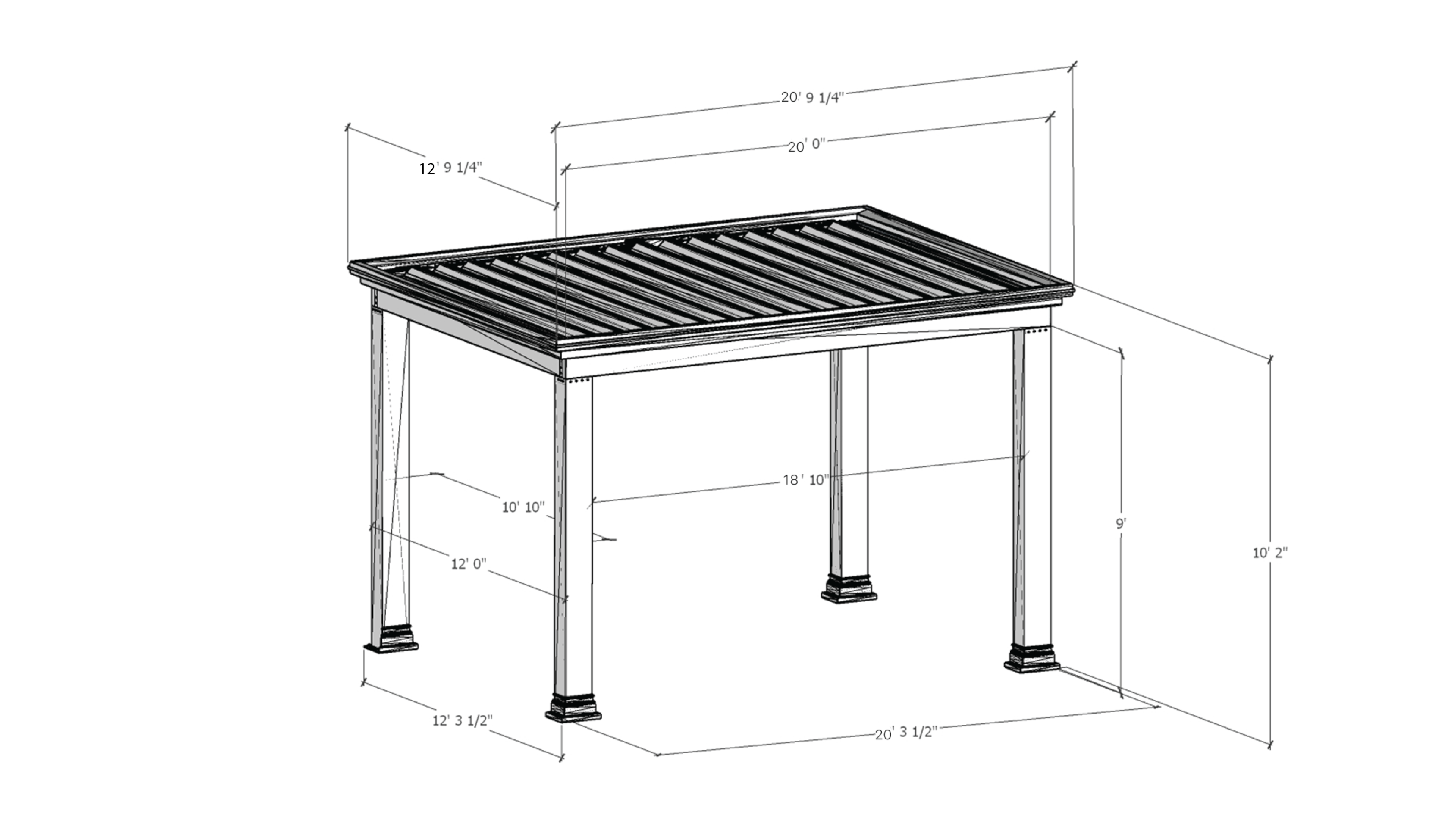 12 x 20 size pergola