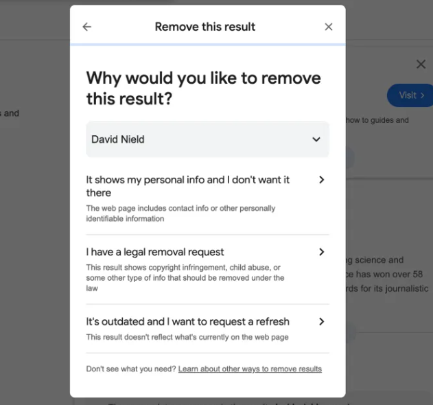 Send a Removal Request