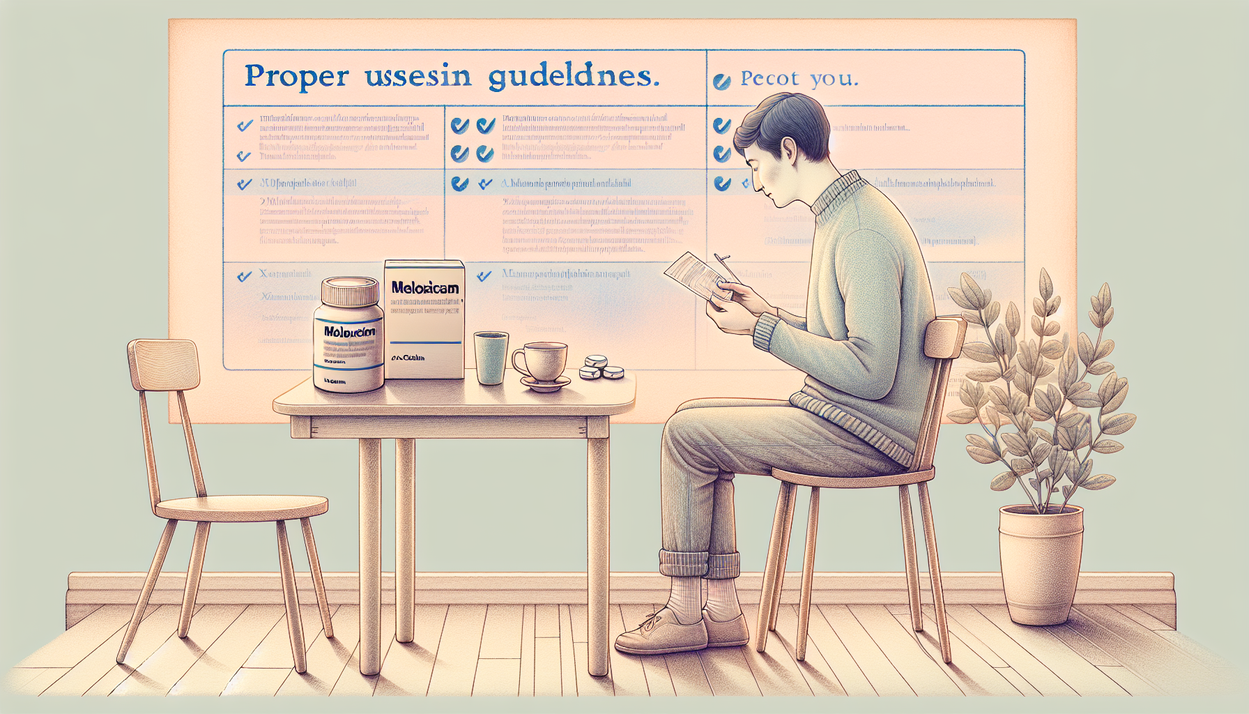 An illustration highlighting the proper usage of meloxicam for pain relief.