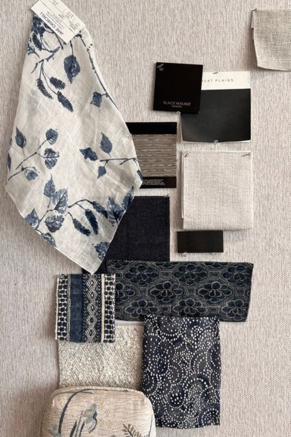 Real samples pinned to a presentation board