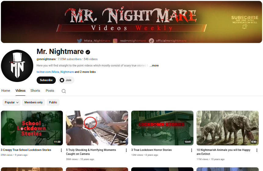 Mr. Nightmare YouTube channel.