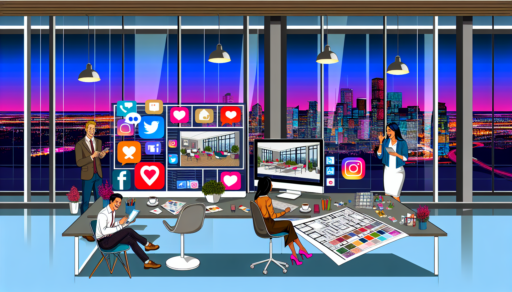 Social media marketing and networking for interior design services