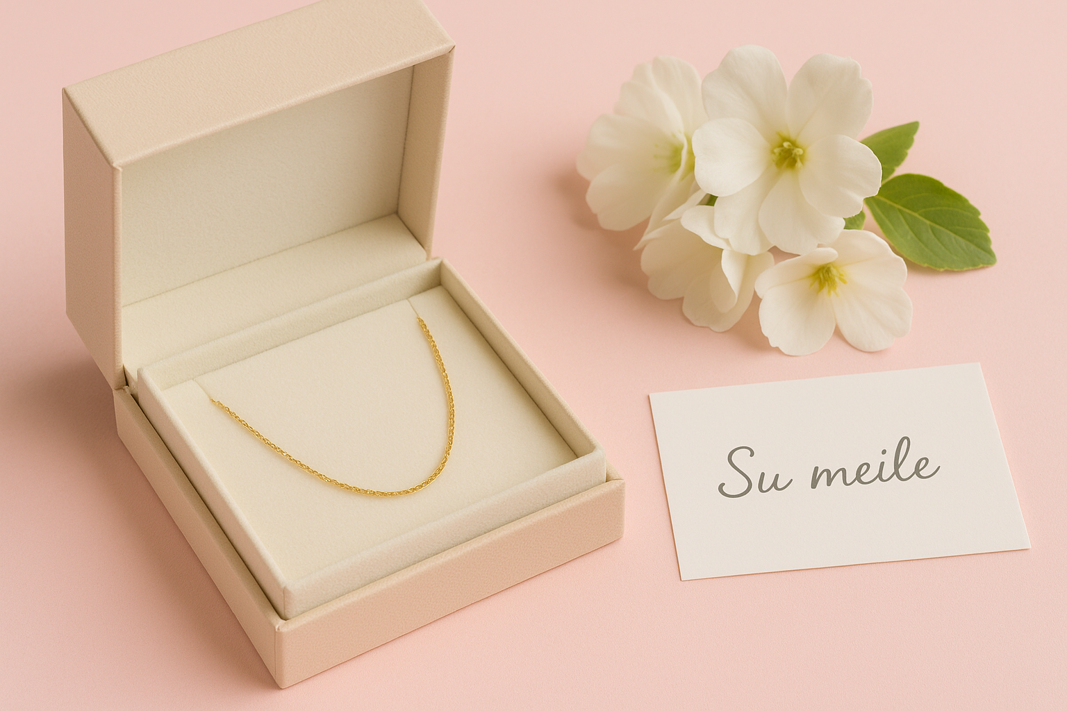 Auksinė grandinėlė mergaitėms dėžutėje