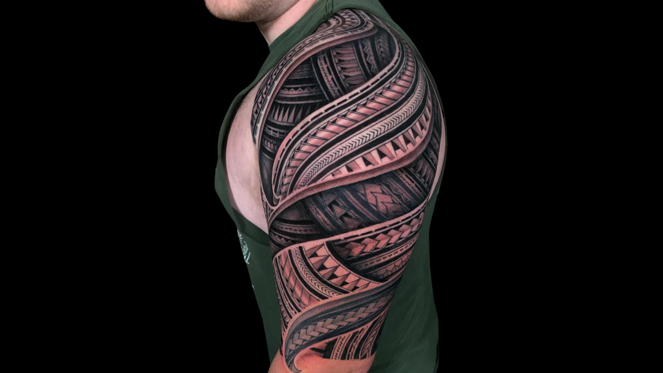 Polynesian style ornamental half sleeve by Keoki.