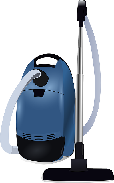 Cartoon image of a blue professional vacuum