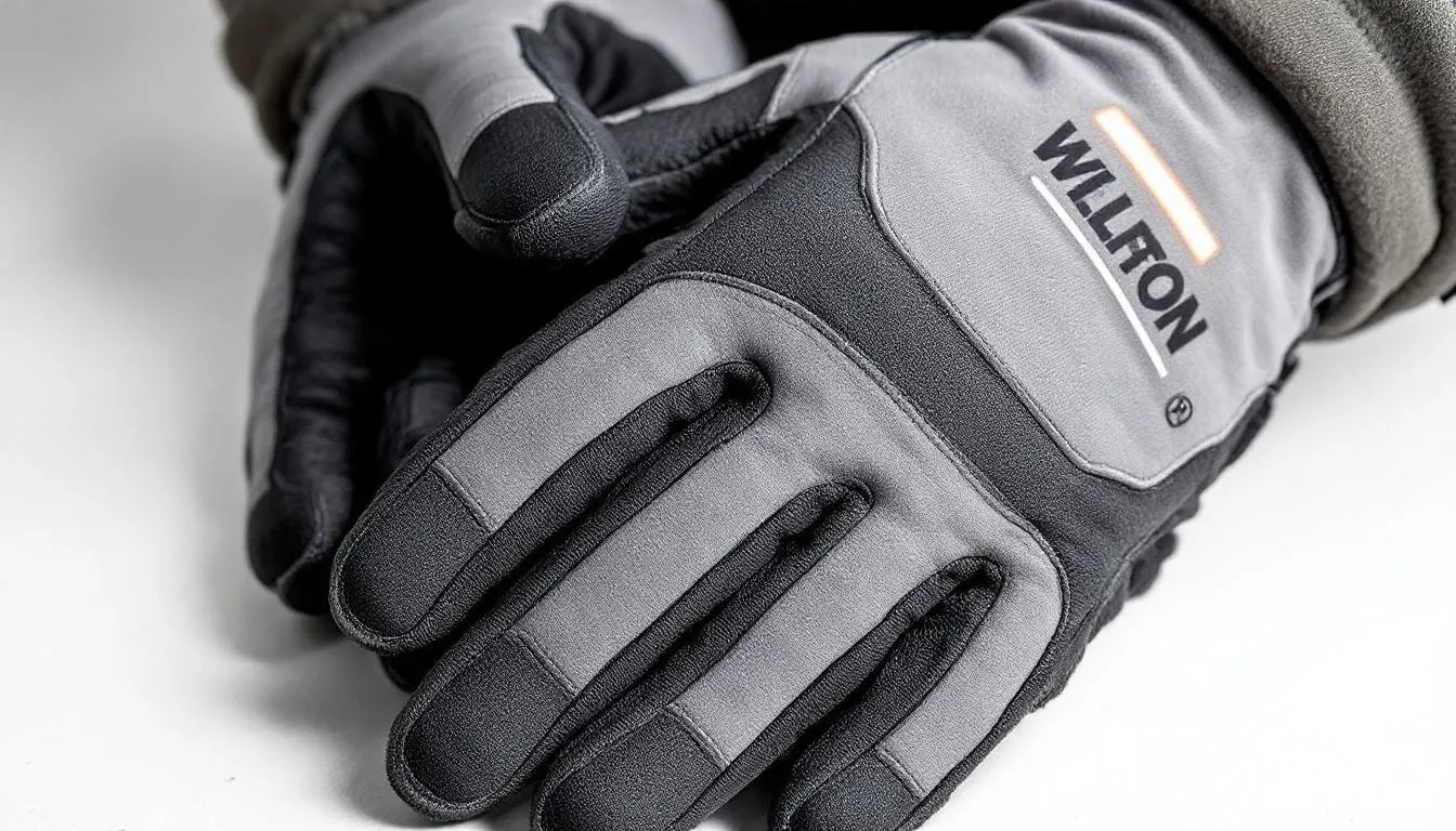 This image showcases a pair of waterproof winter work gloves designed to keep your hands warm and dry in cold and wet conditions. Featuring insulation with 3M Thinsulate and a safety cuff, these gloves are ideal for outdoor work during snow and rain, ensuring durability and comfort for people working in harsh temperatures.