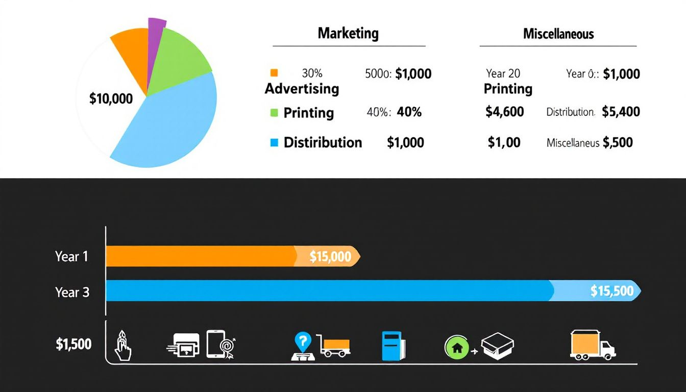 Marketing and advertising costs for coloring books.