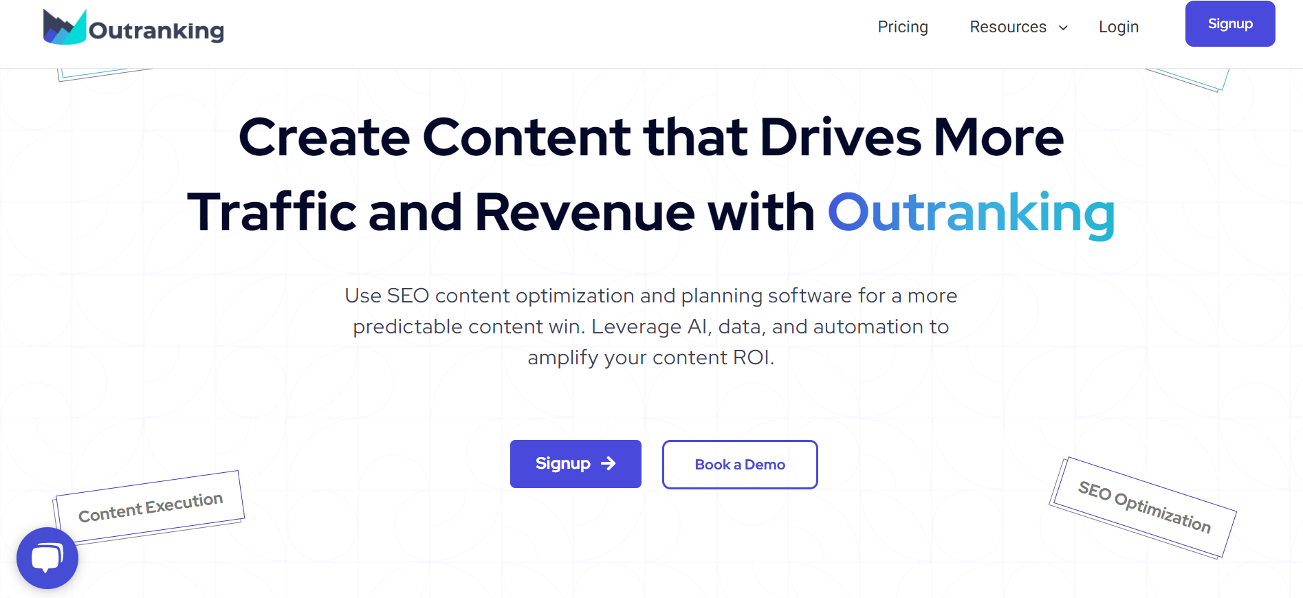 Outranking Landing Page - "Create Content that Drives More Traffic and Revenue with Outranking"