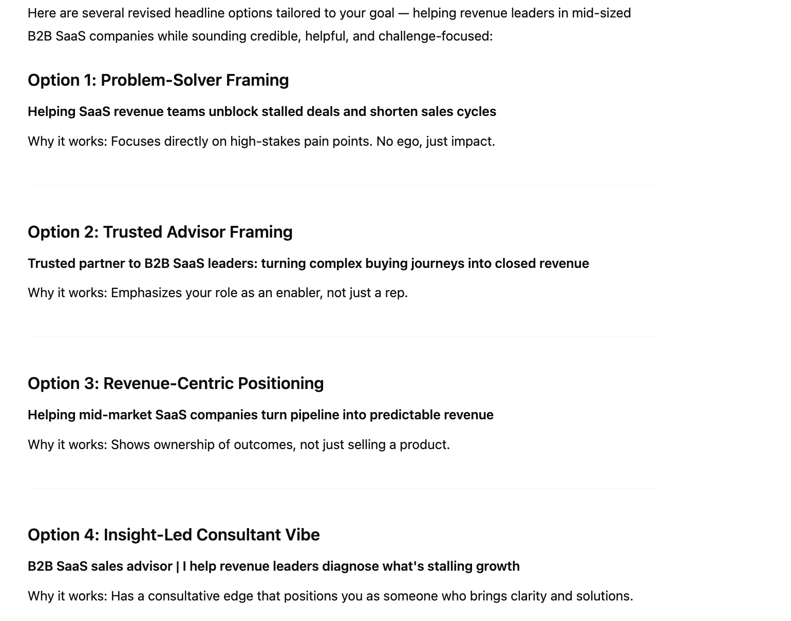 AI-generated LinkedIn profile optimization