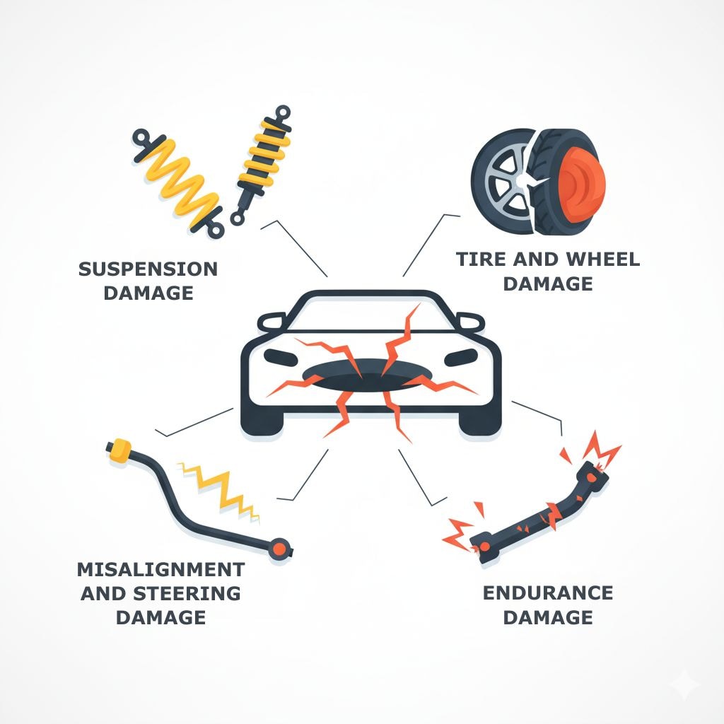 What Damage Can Potholes Do to a Vehicle?