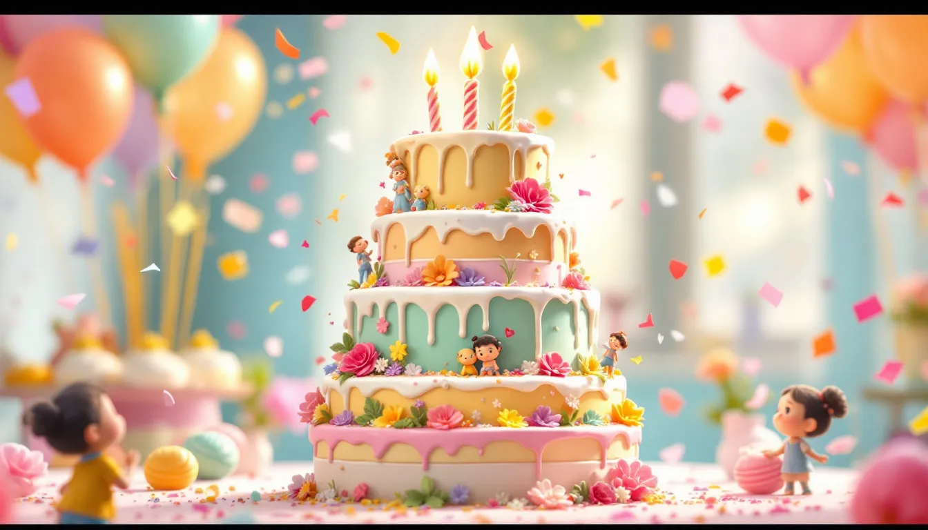 A personalized birthday cake decorated with unique designs and colors.