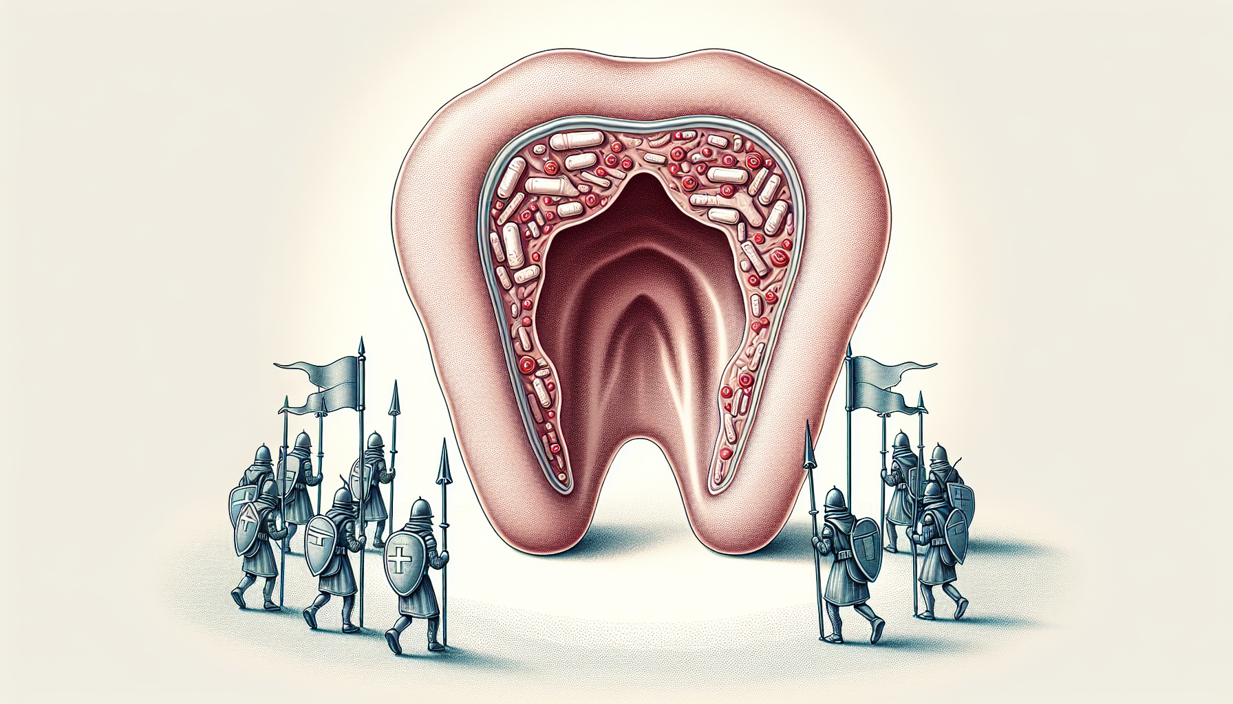 Ilustración de tratamiento con antibióticos