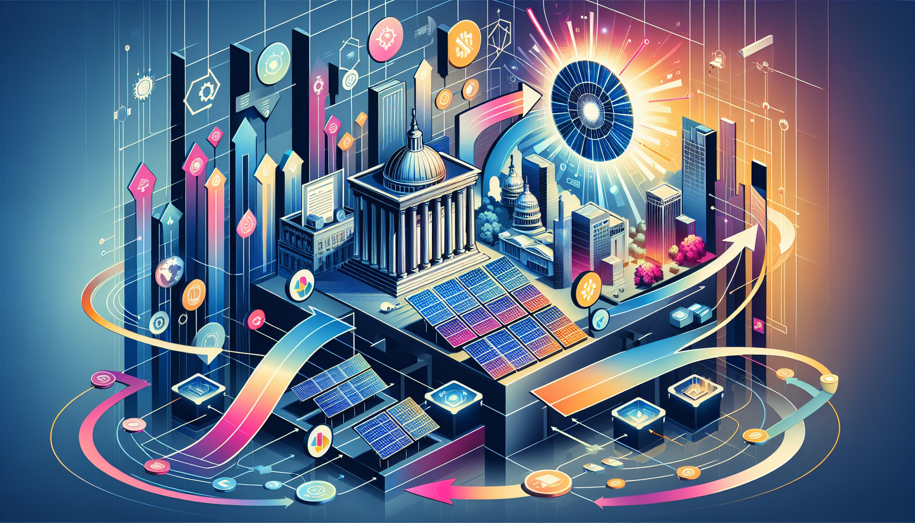 An infographic illustrating potential changes in solar policy based on election outcomes.