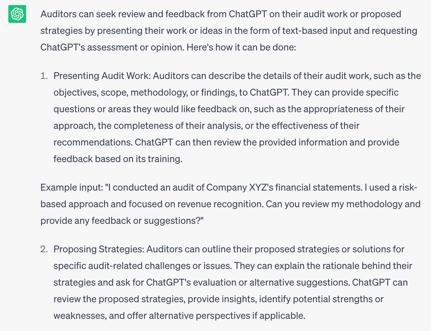 Figure 5: 2 ways auditors can benefit ChatGPT