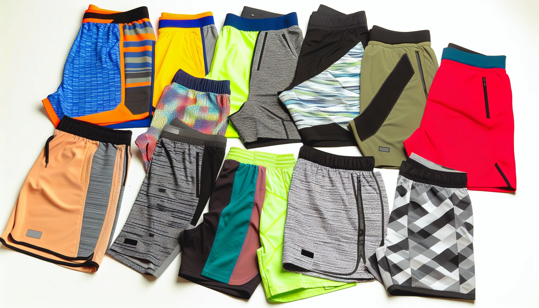 Stylish and functional fitness shorts in various colors and patterns
