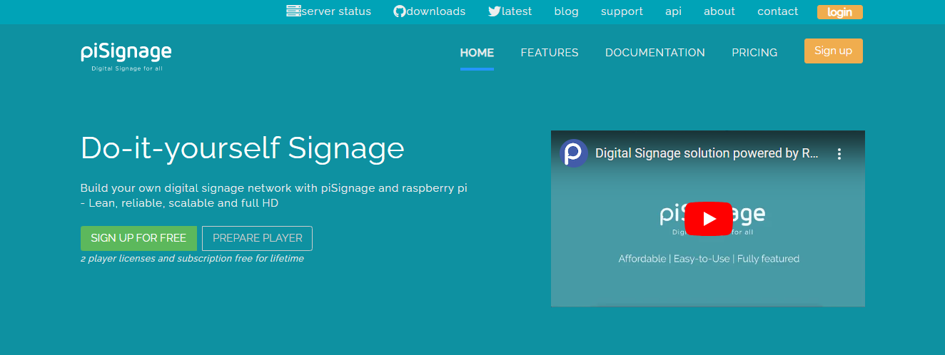 PiSignage homepage