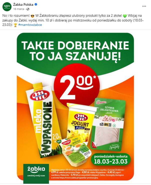 Komunikacja Żabki w social media.