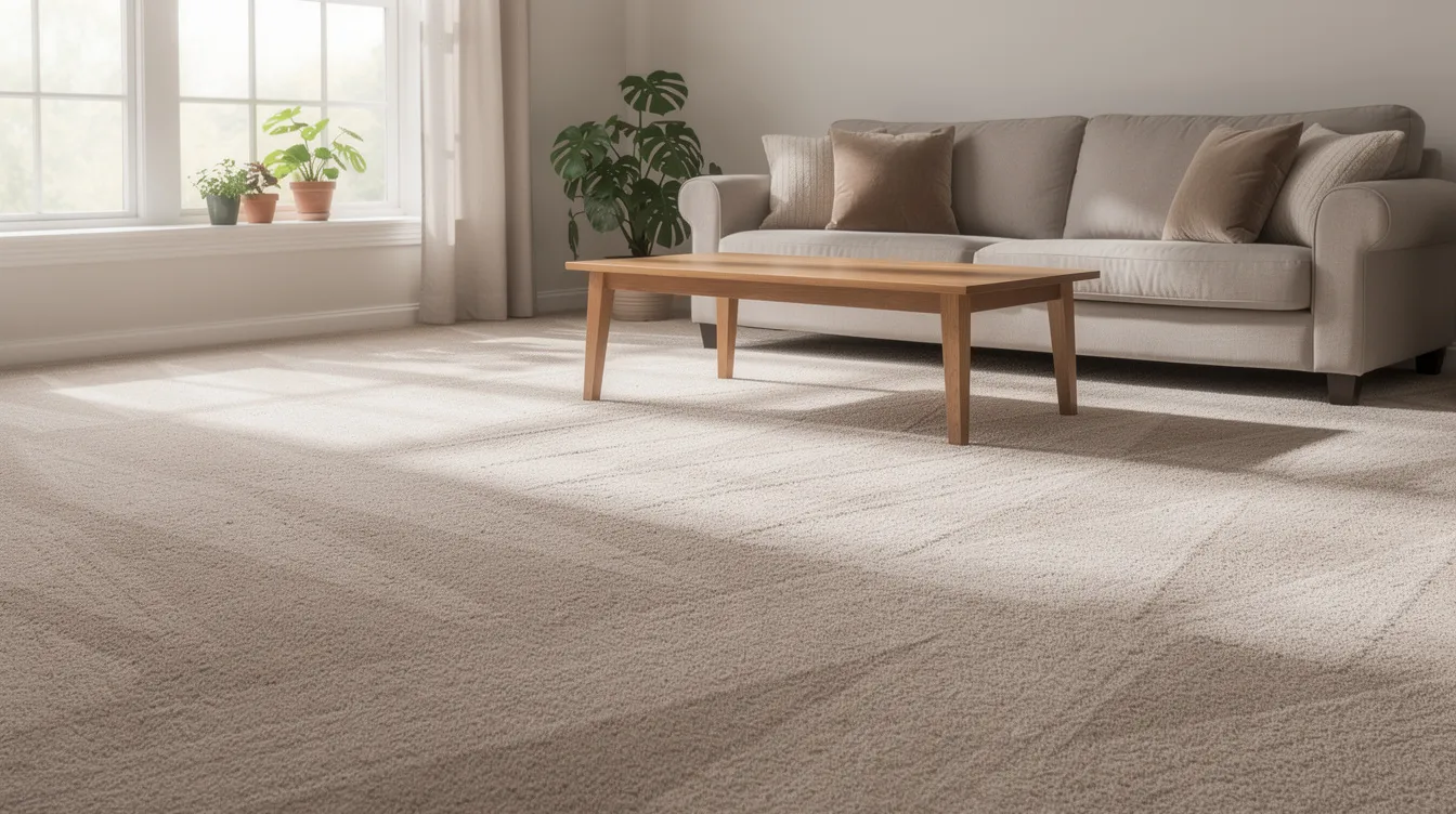 The image shows a clean carpet in a well-lit family room, highlighting the fresh and vibrant carpet fibers. This professional carpet cleaning service has ensured a deep clean, contributing to a healthier home environment.