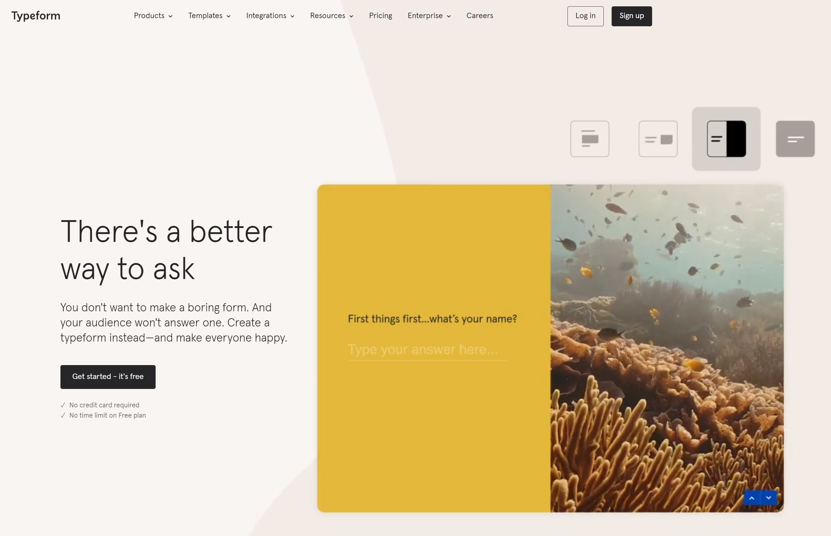 typeform homepage