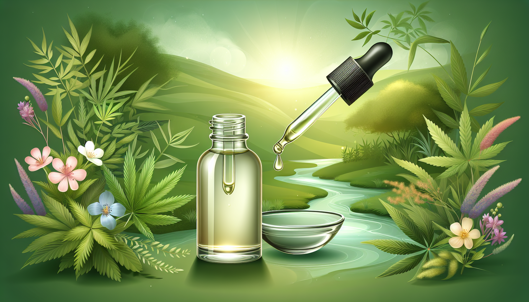 A depiction of hemp drops used for medicinal purposes.