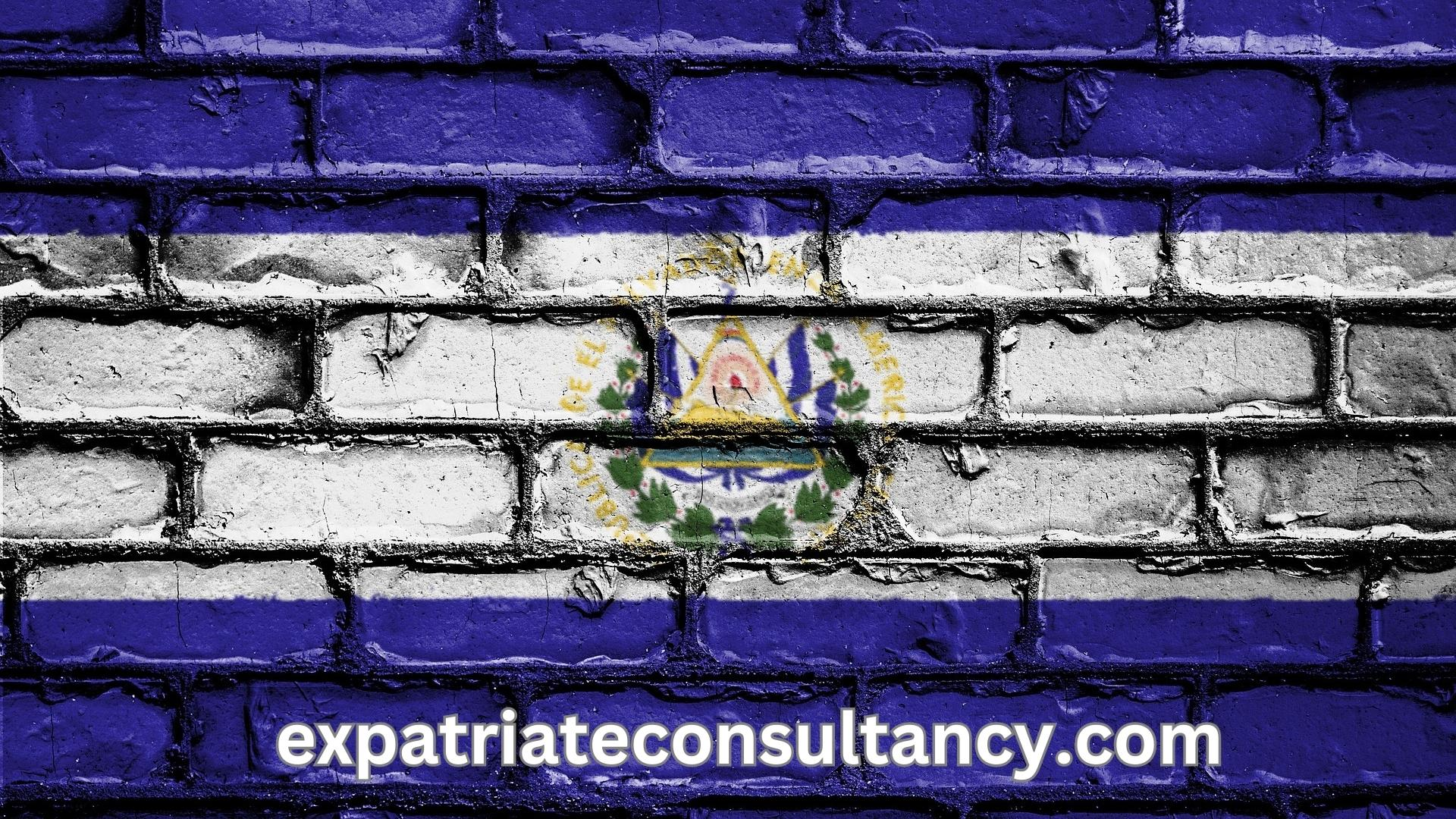 Flag of El Salvador painted in a wall.