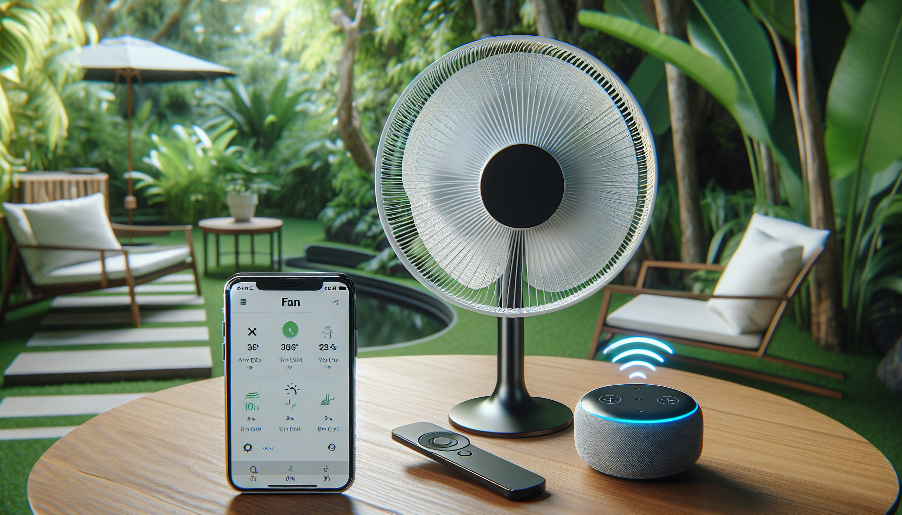 Smart features and controls for outdoor fans
