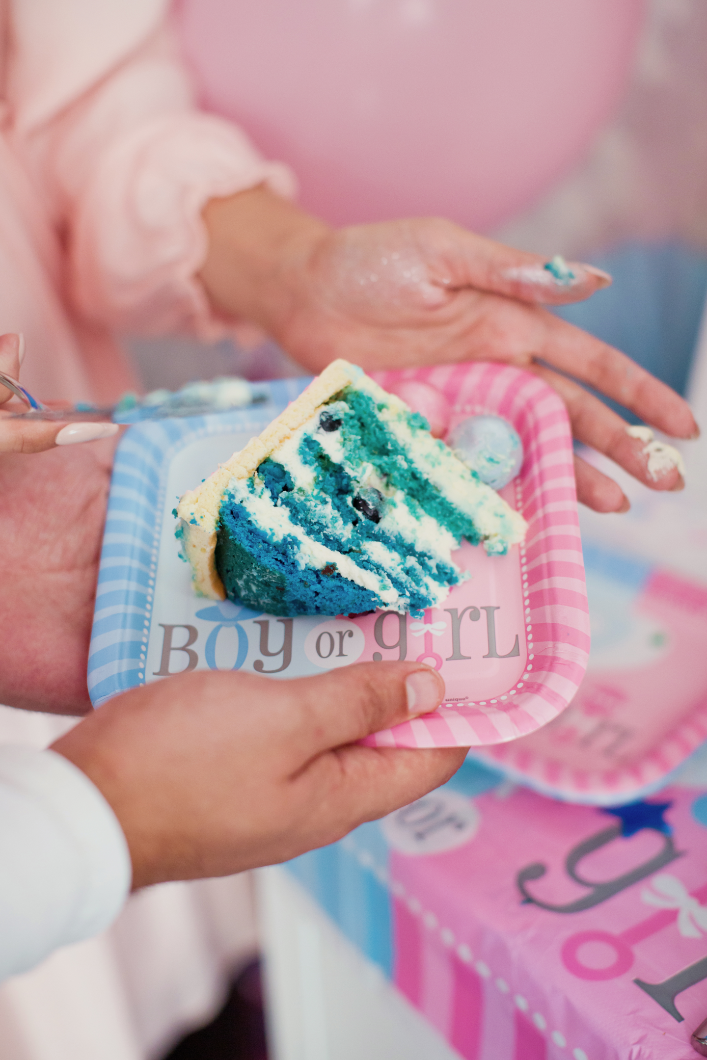 Gender Reveal Cake with Blue Food Coloring