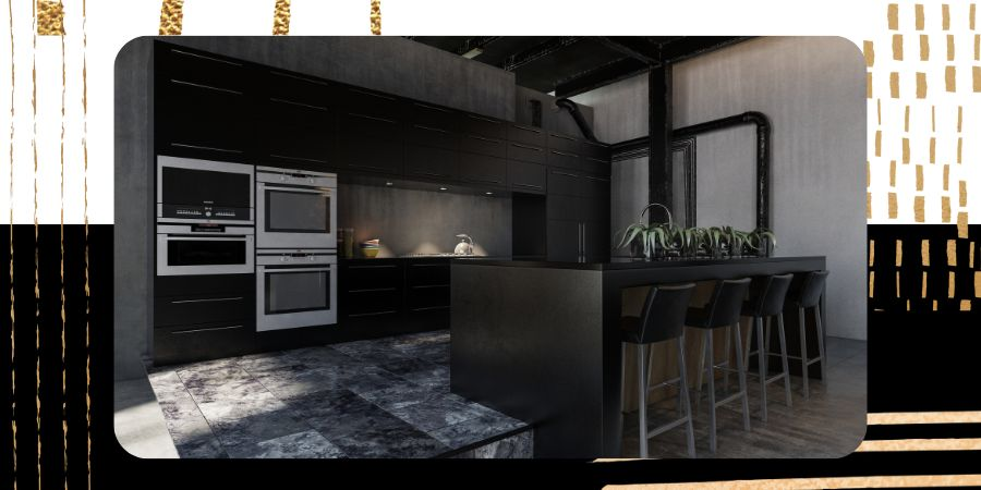 Czarna kuchnia - luksusowe wnętrze