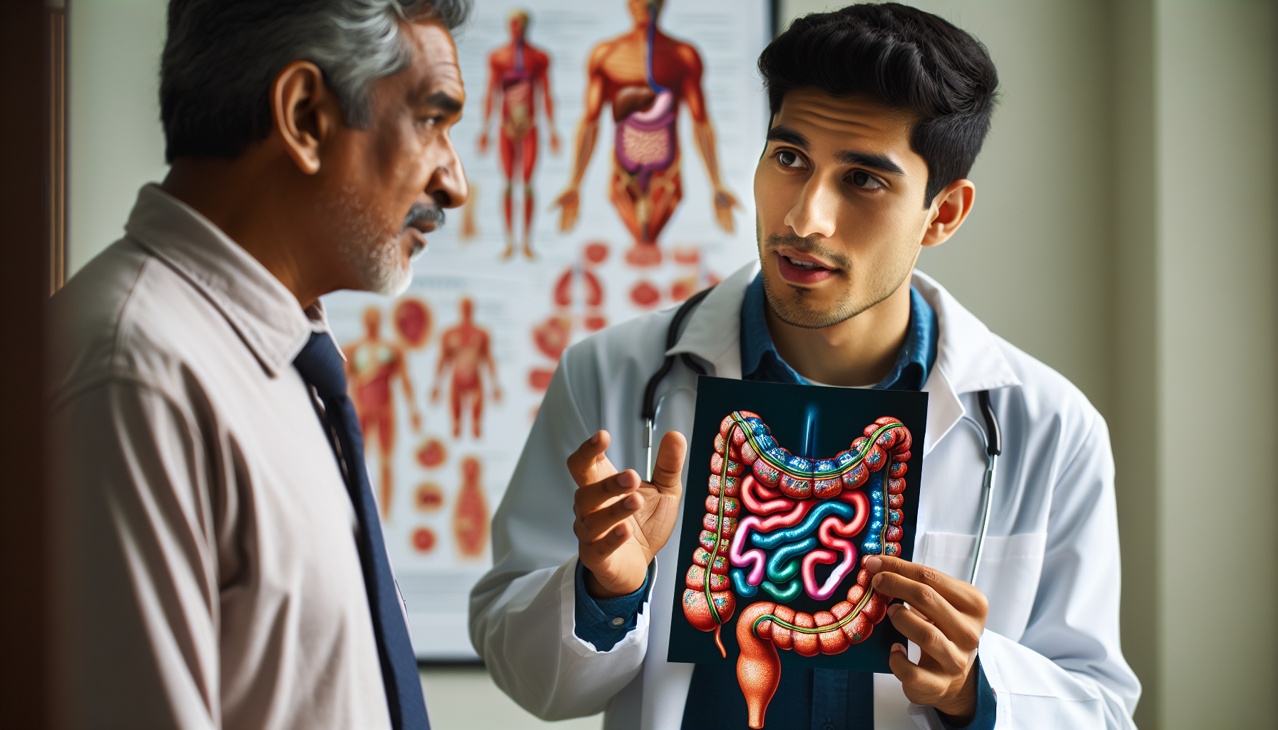 Doctor explaining colonoscopy prep to a patient