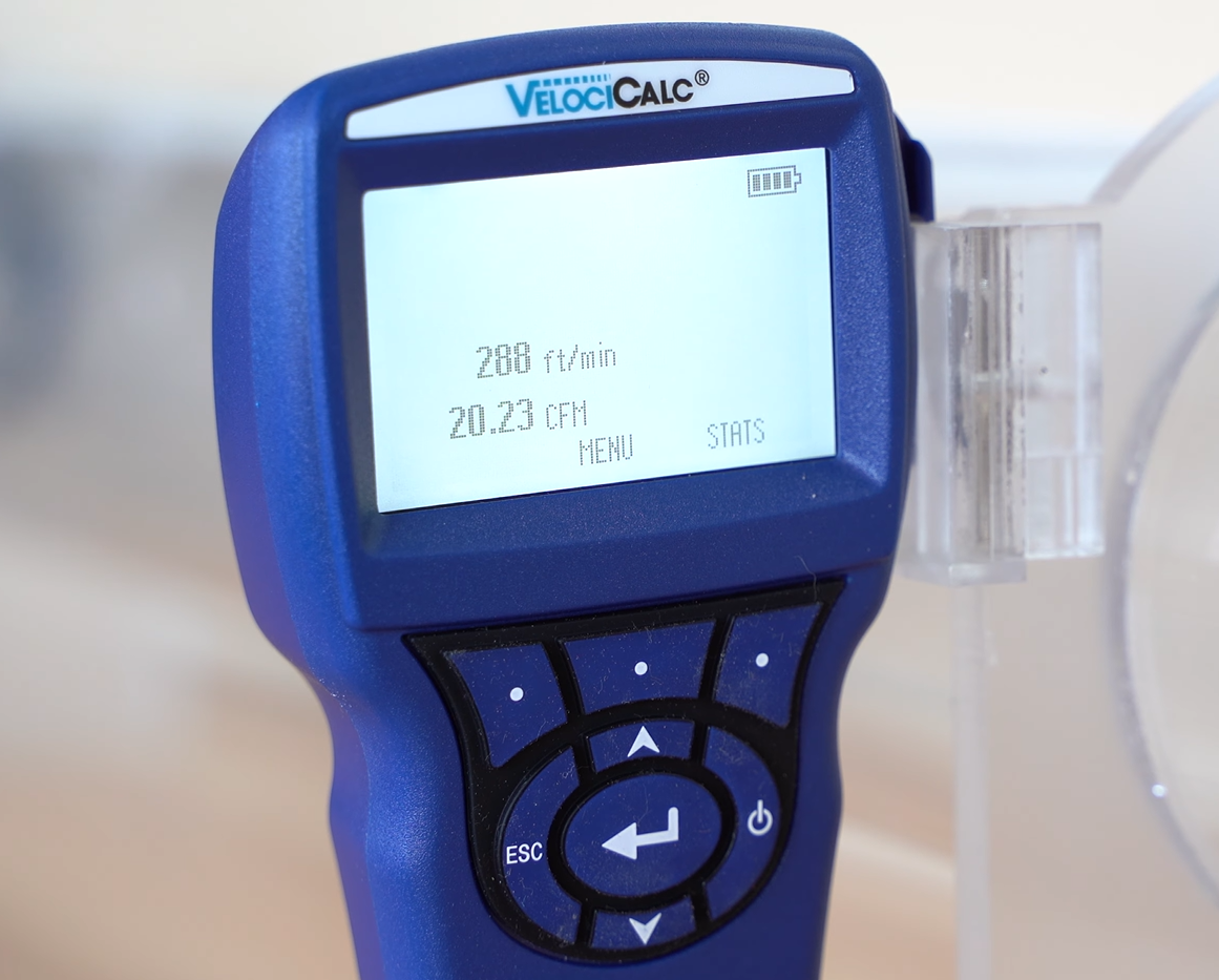 airflow meter showing air movement of Shark iz340h vacuum