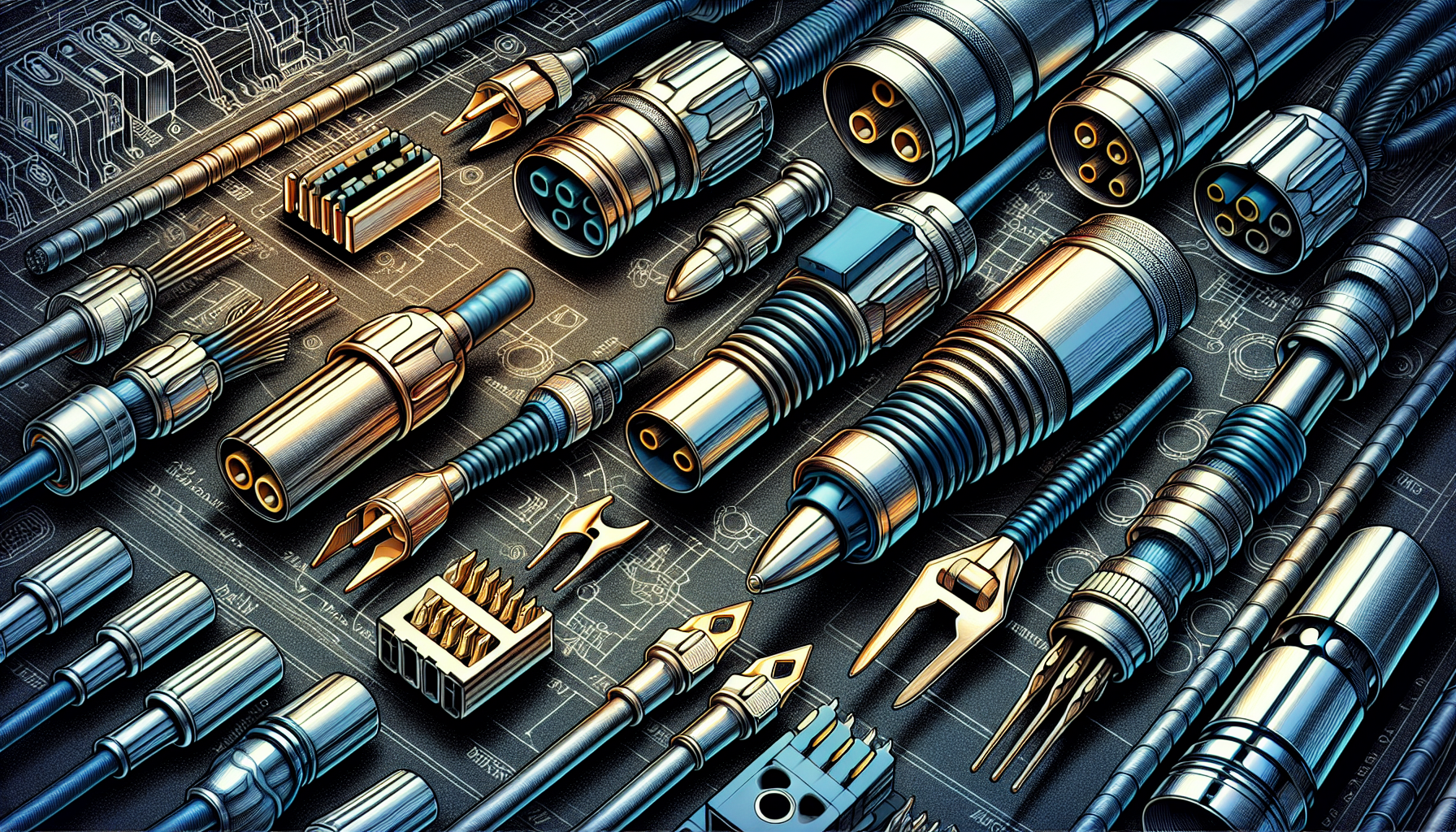 Illustration of various automotive electrical connectors