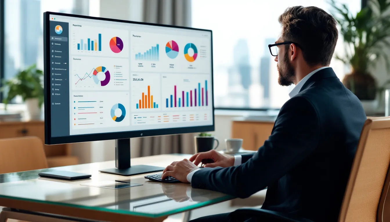 A business owner is intently reviewing charts that display a diversified portfolio of customer revenue streams, highlighting the importance of business valuation methods in understanding future cash flows and enterprise value. The analysis reflects on how these factors contribute to making informed decisions about the company's current worth and future profits.