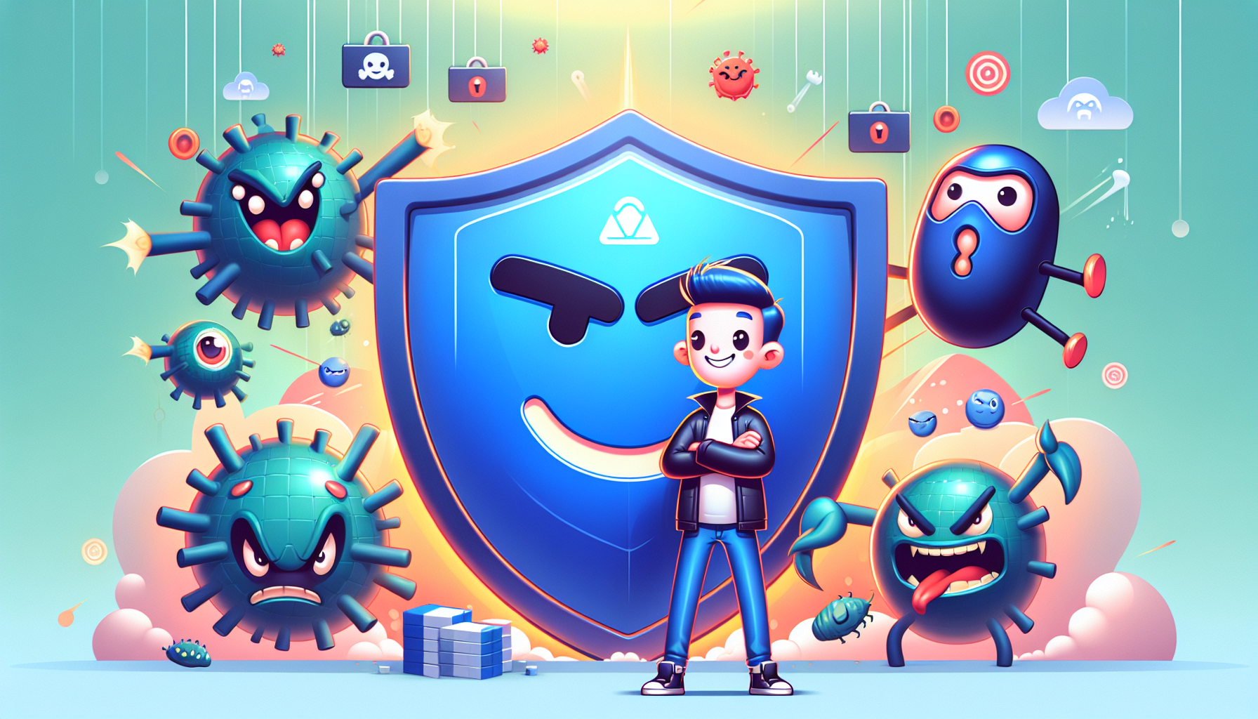 A cartoon illustrating the importance of robust cloud security policies in protecting sensitive data.