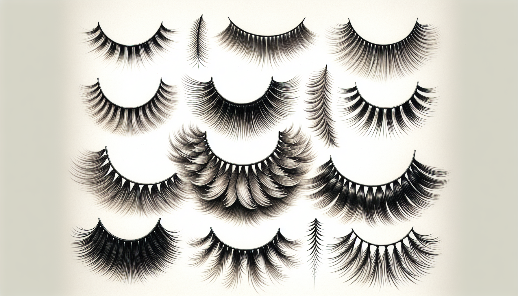 Illustration of different types of lash extensions