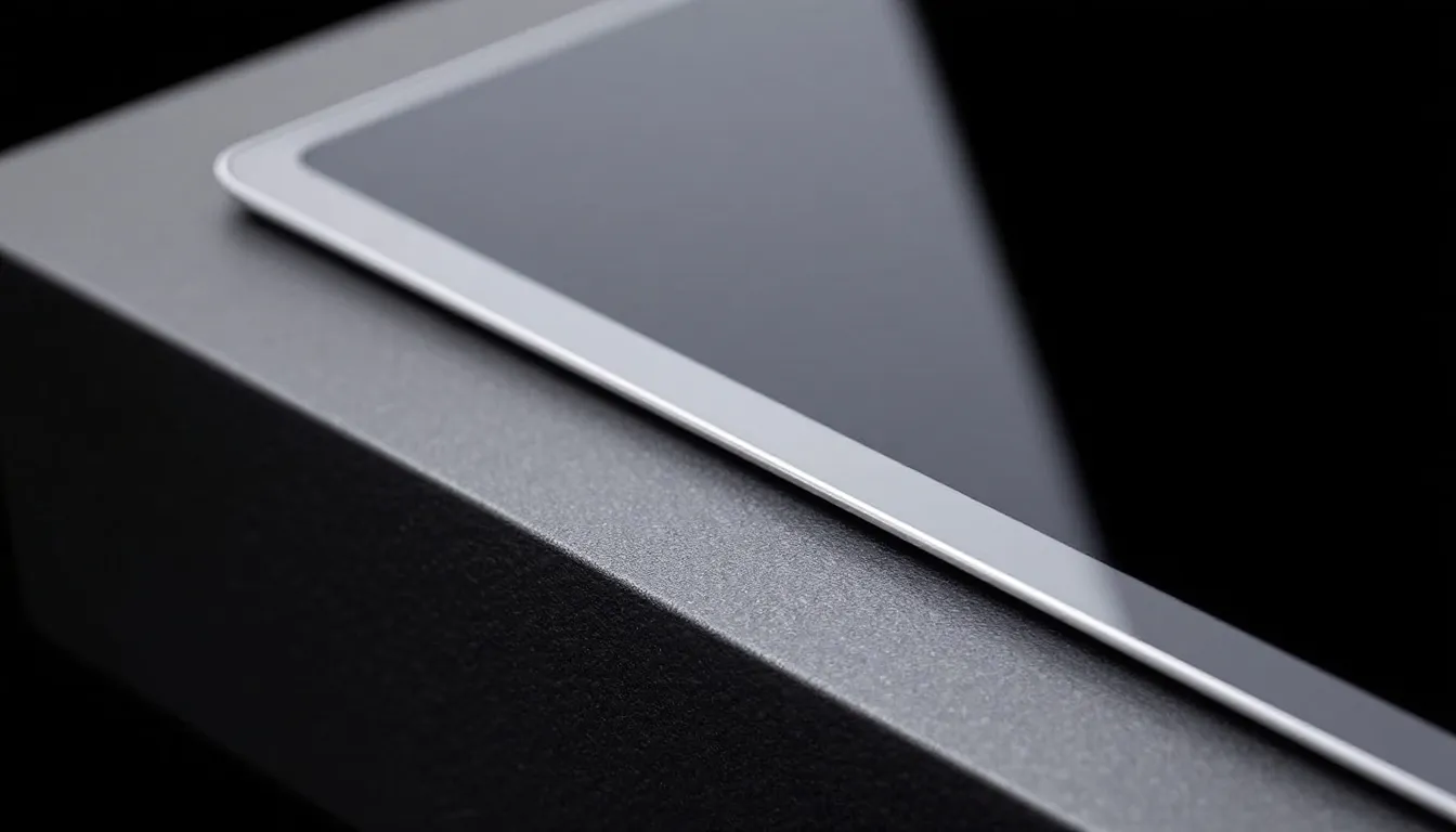 Das Design und die Verarbeitung eines Tablets, das die Bildschirmdiagonale zeigt.