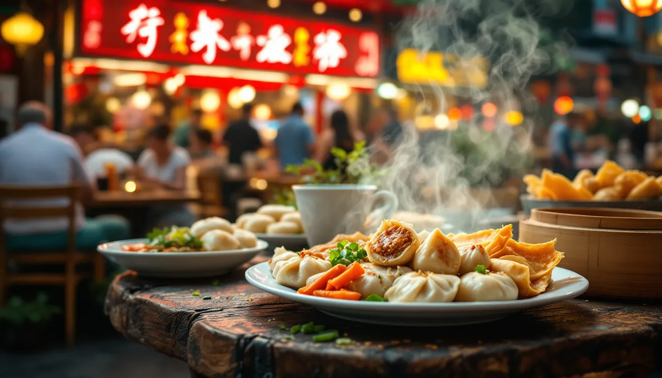 Ein köstliches Dim Sum Gericht auf einem Tisch.