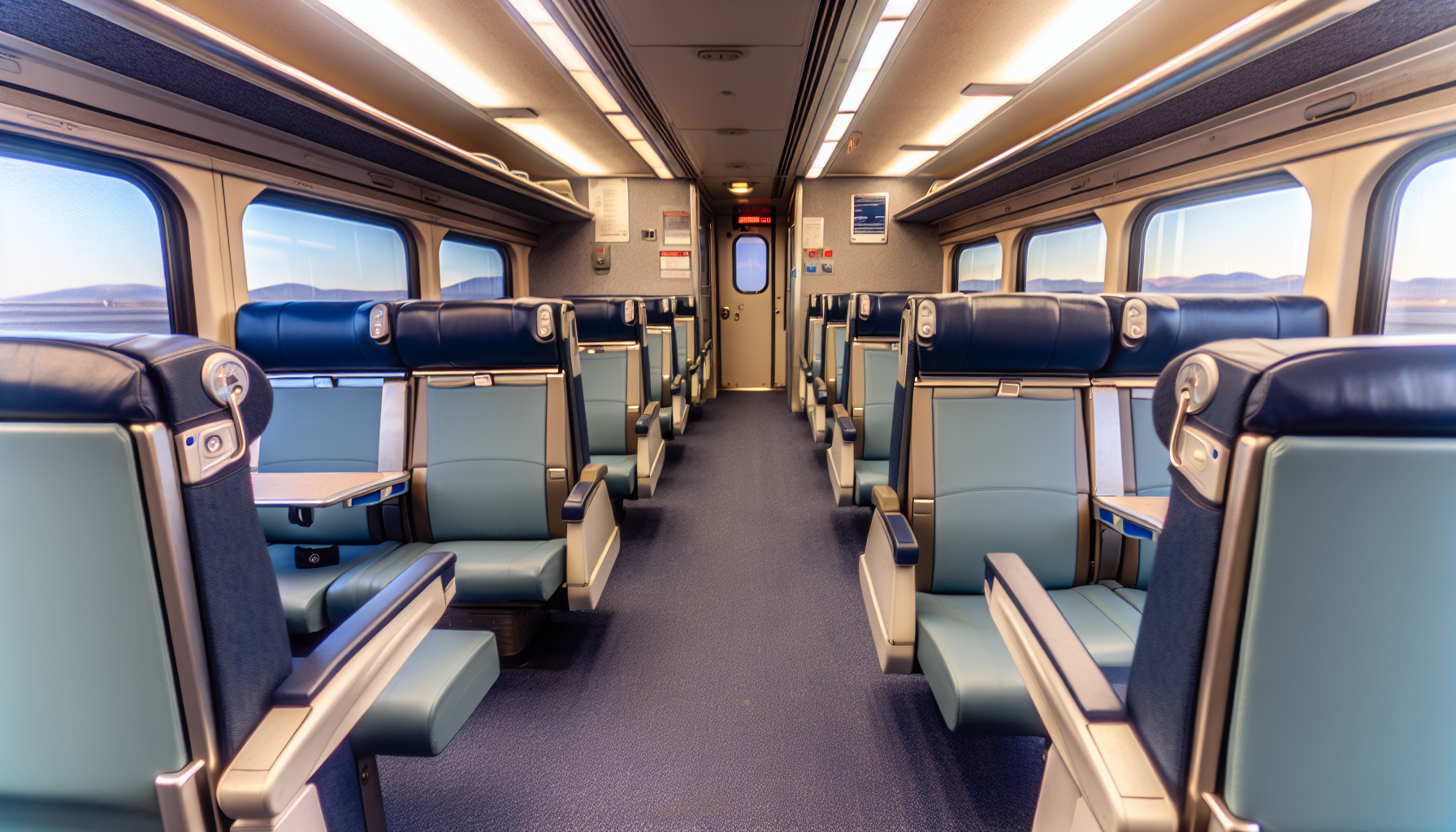 Spacious seating on Amtrak train