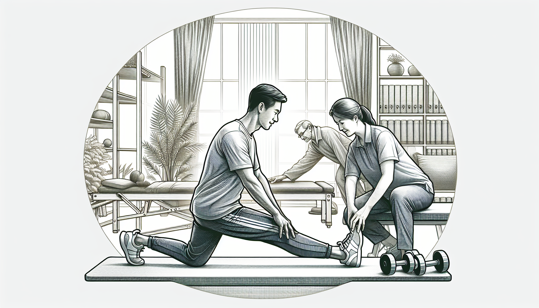 Illustration of physiotherapy for biceps femoris tendinopathy