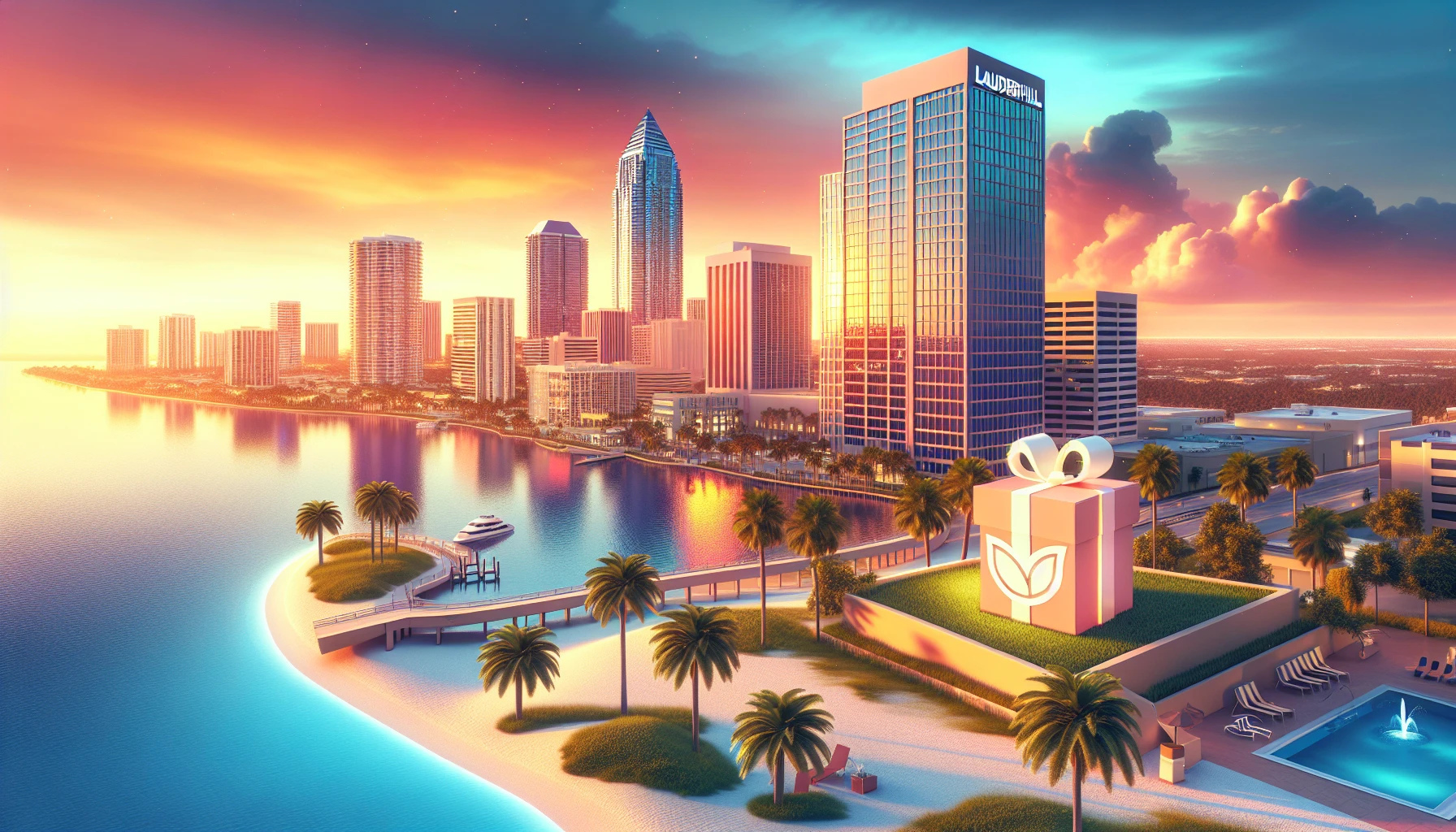 Illustration of a city skyline in Lauderhill, Florida