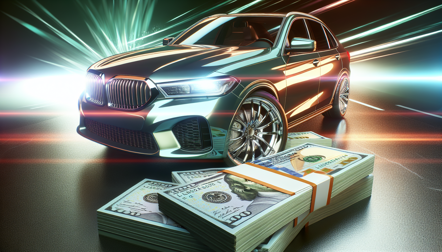 Illustration of a stack of cash and a car