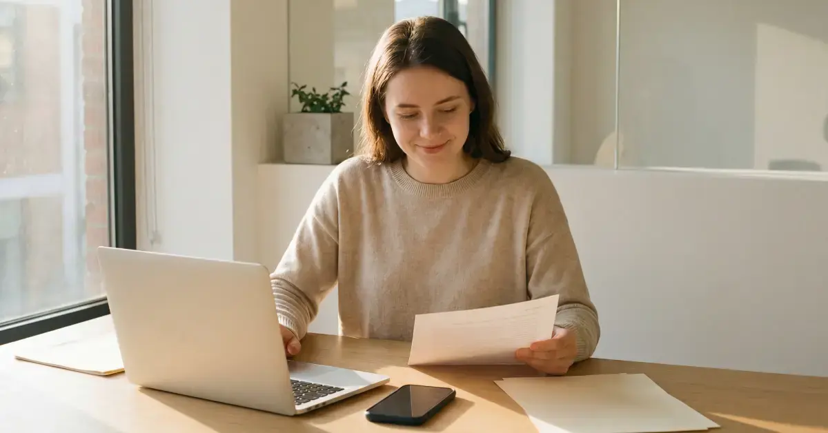 Woman reviewing income and expenses while learning what are liabilities in cash flow planning.
