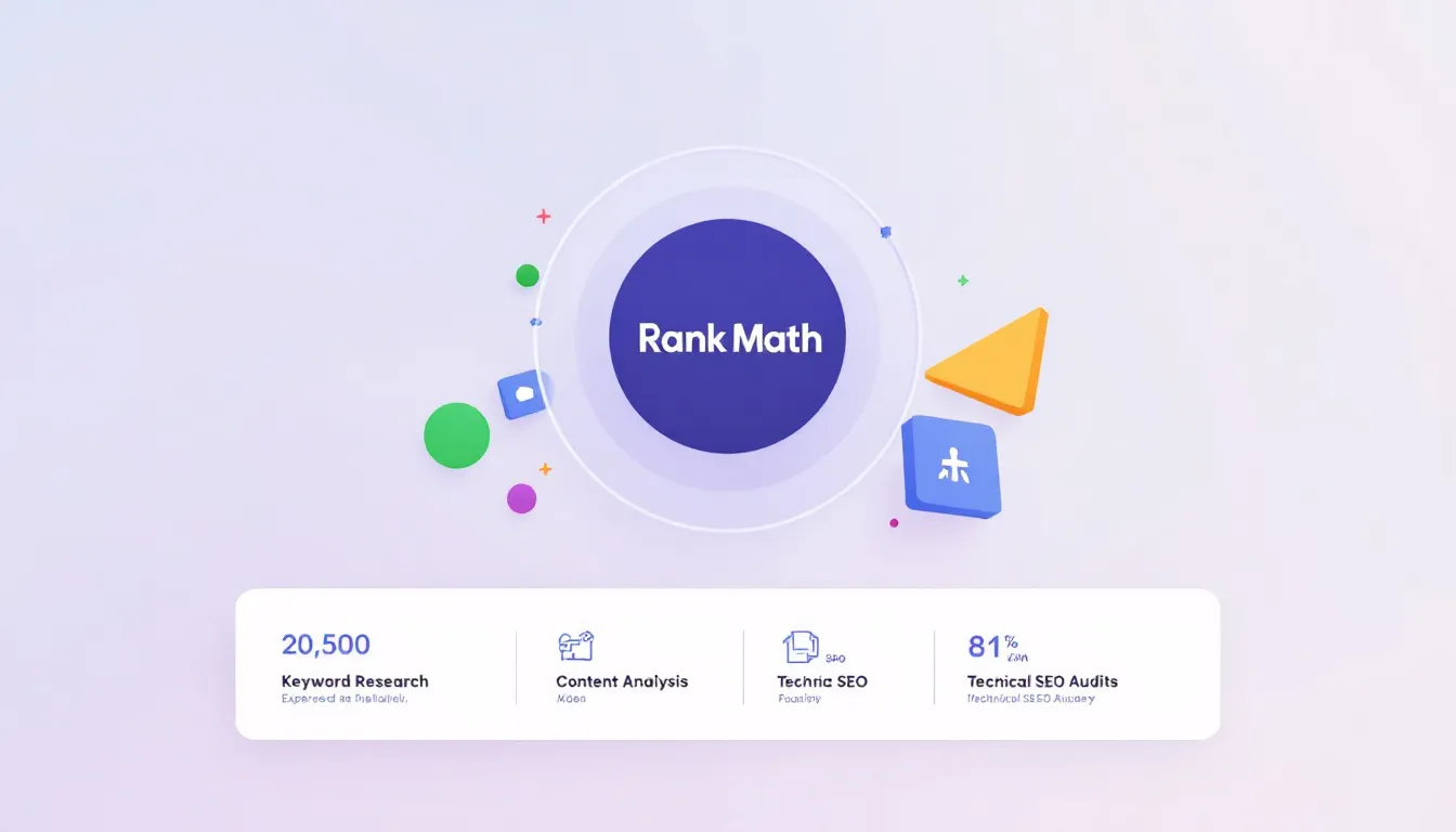 Darstellung der Rank Math Benutzeroberfläche, die SEO-Funktionen anzeigt.