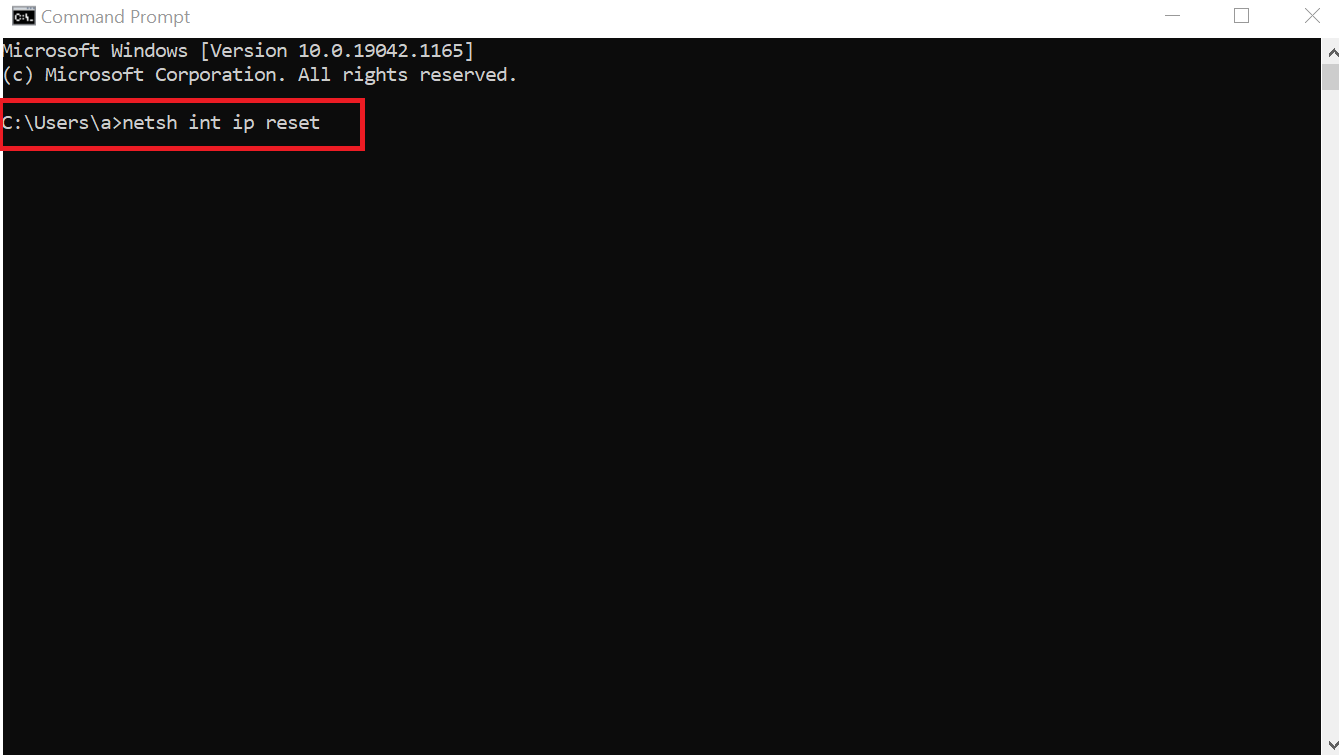 Running the command in Command Prompt