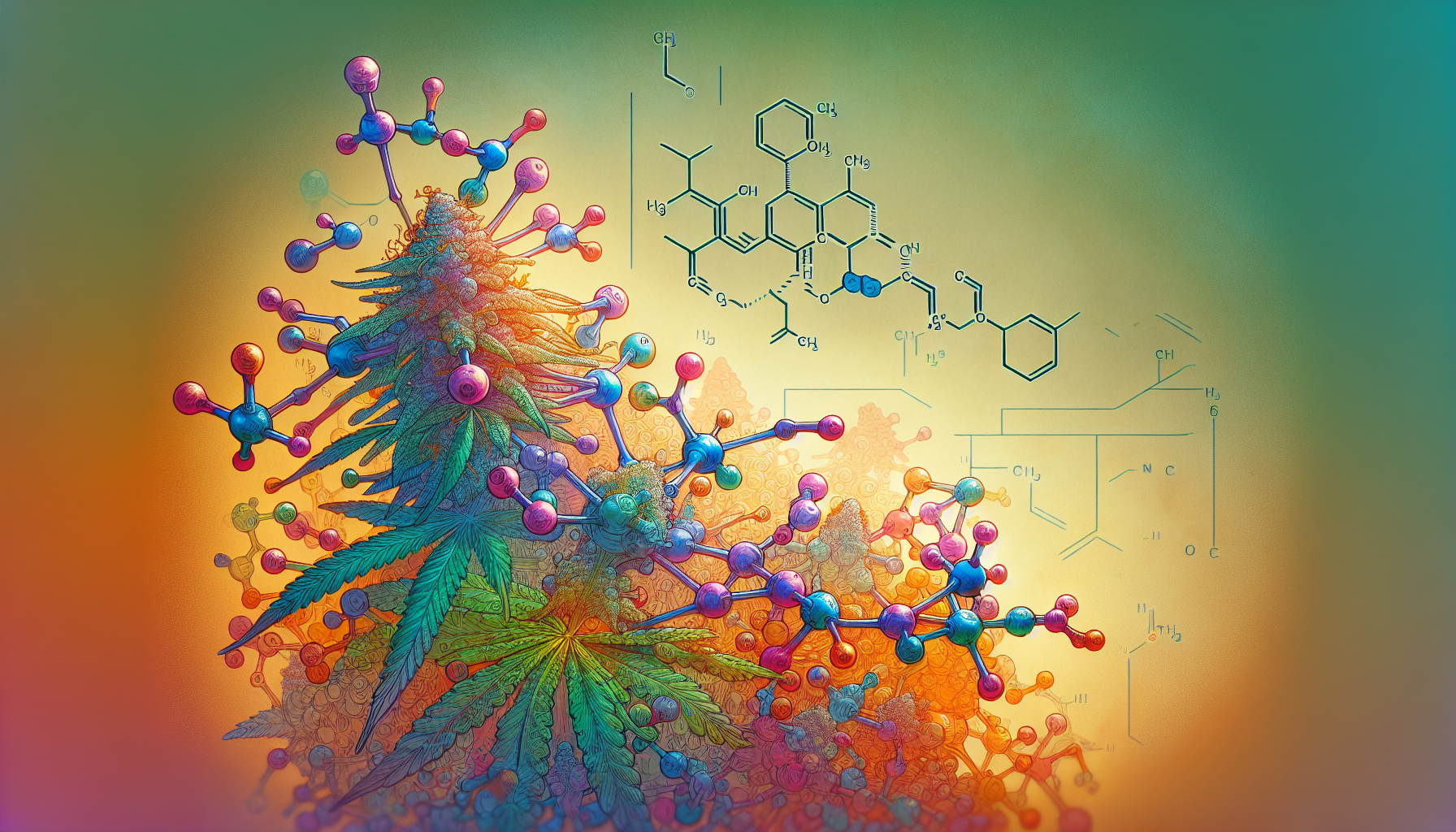 An illustration depicting the chemical structure of THCA, highlighting its unique features compared to THC.