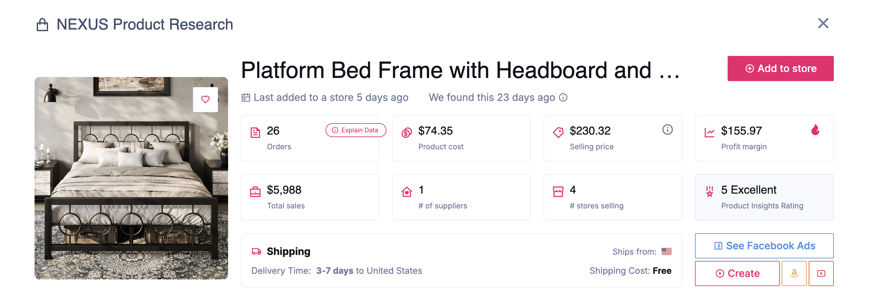 Bed frame with headboard