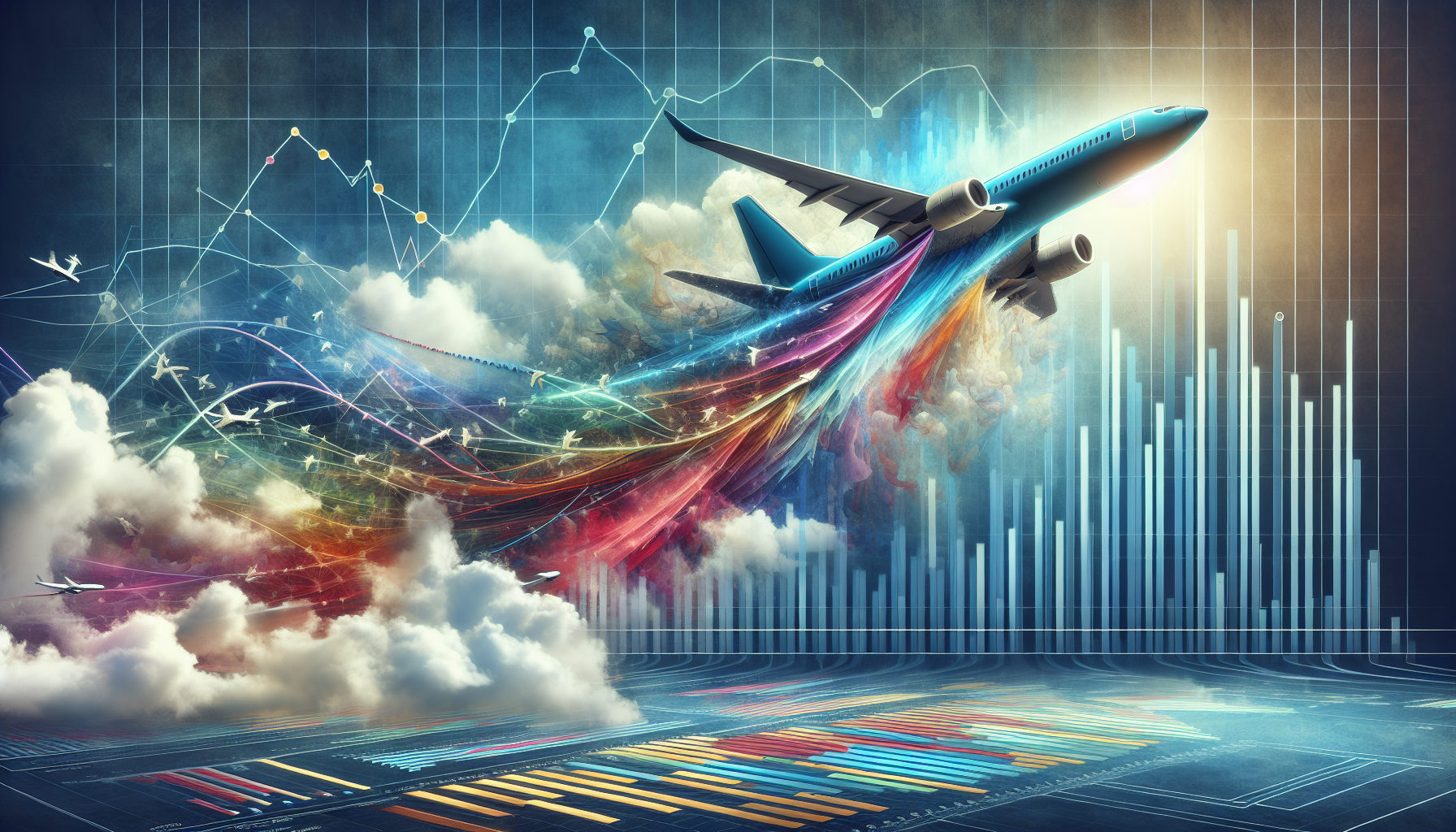 A creative representation of market impact and orders for the Boeing 787 Dreamliner.