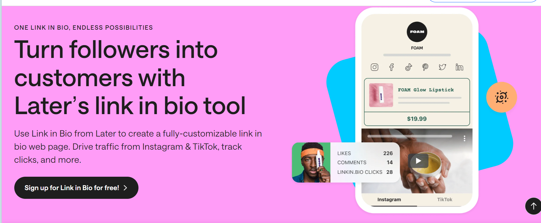 Linkin.bio by Later landing page