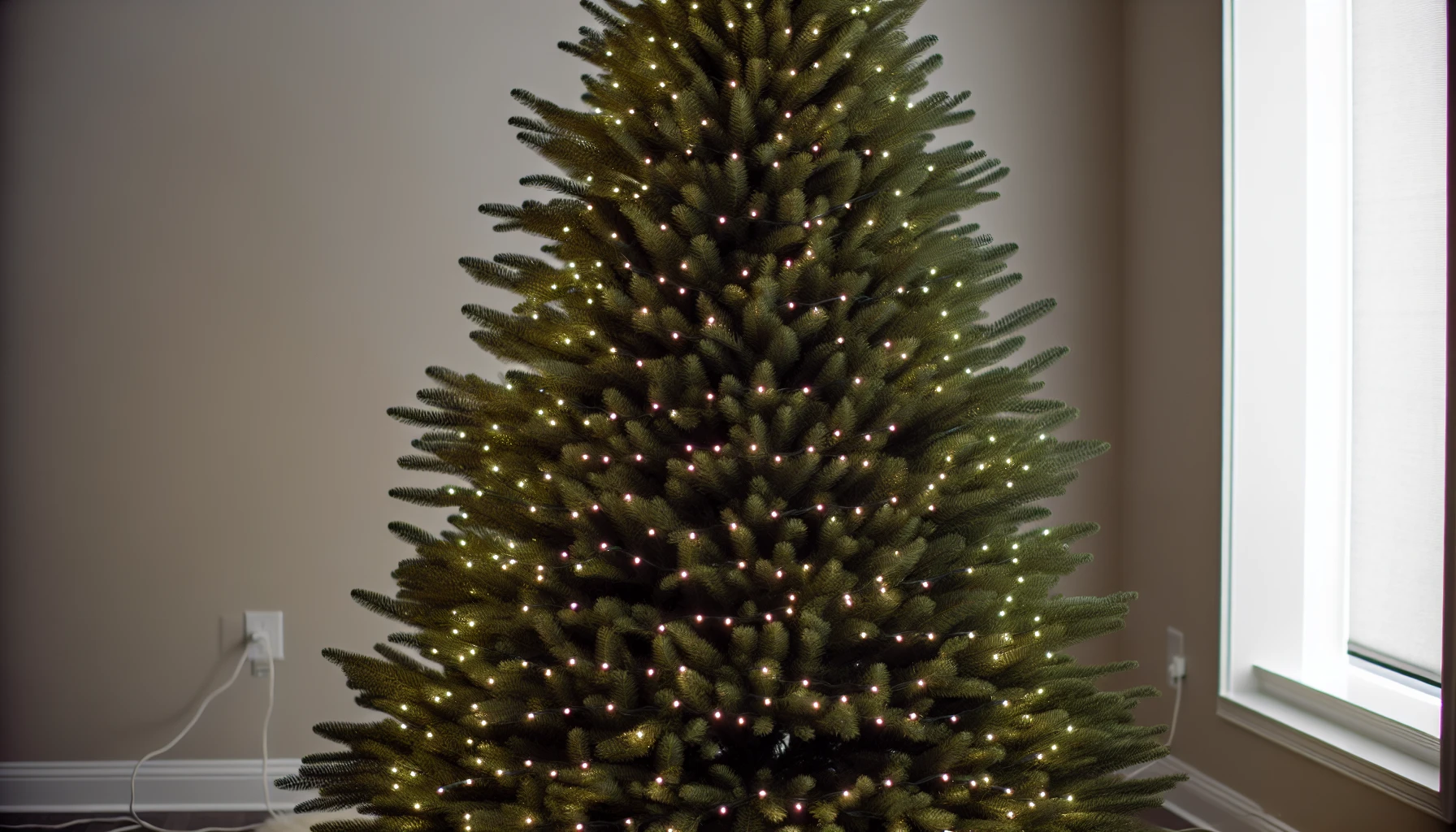 Conveniently pre-lit artificial Aspen Fir Christmas tree