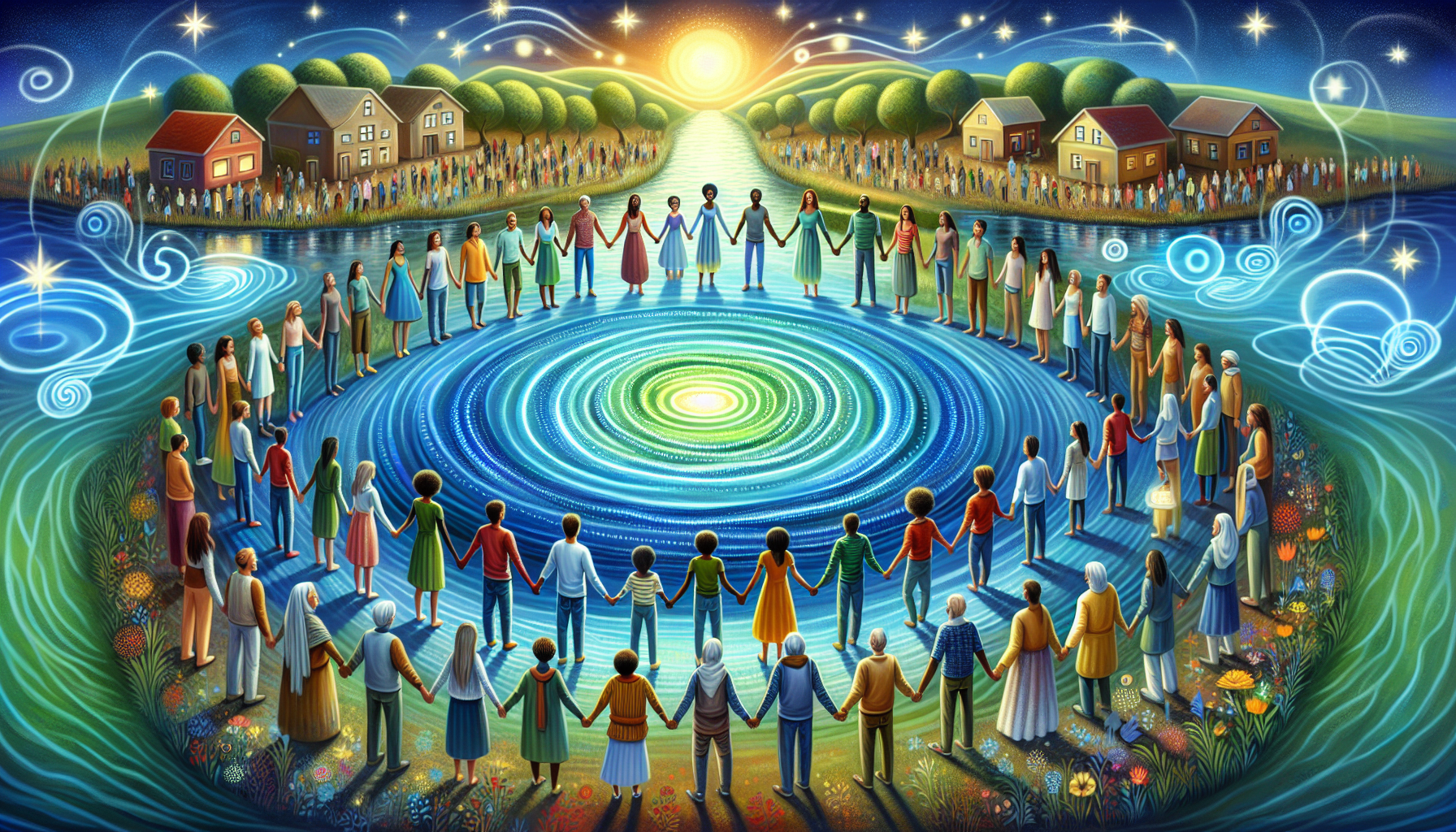 Illustration of interconnected people, signifying the positive ripple effect of saying no